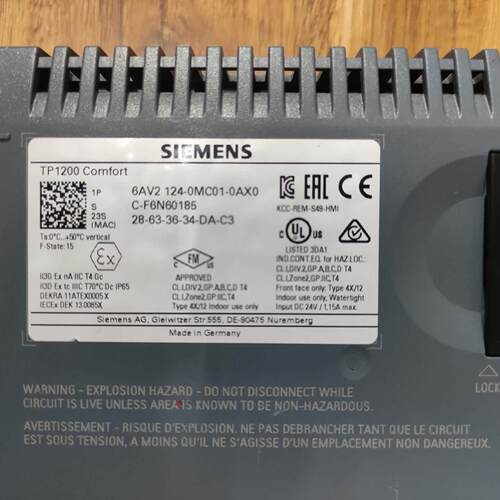 议价6AV2124-0MC01-0AX0 TP1200 Comfort 工控人机界面维修