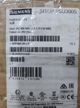 议价6EP1437-2BA20 电源 SITOP PSU300S DC24V 40A工业电源维修