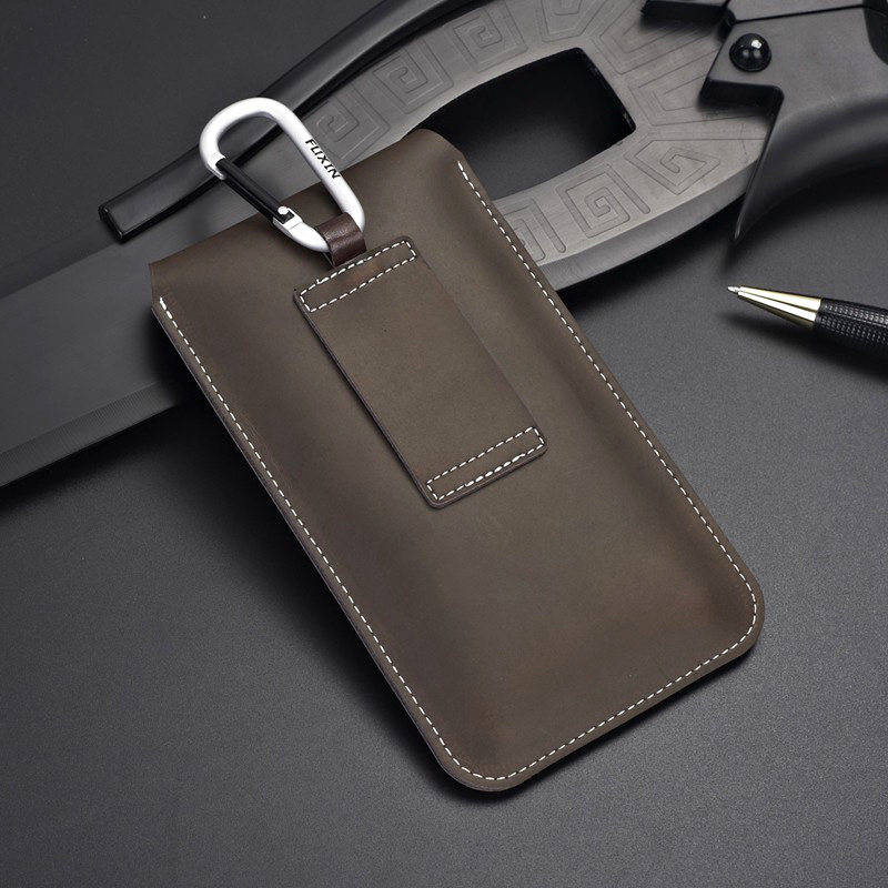 5.0 6.4 6.6 7寸真皮手机套腰包穿皮带腰挂袋超薄竖款单层男工地