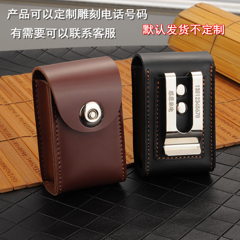 真皮眼镜盒男中老年折叠老花镜盒子腰挂皮质防压保护套穿皮带便携