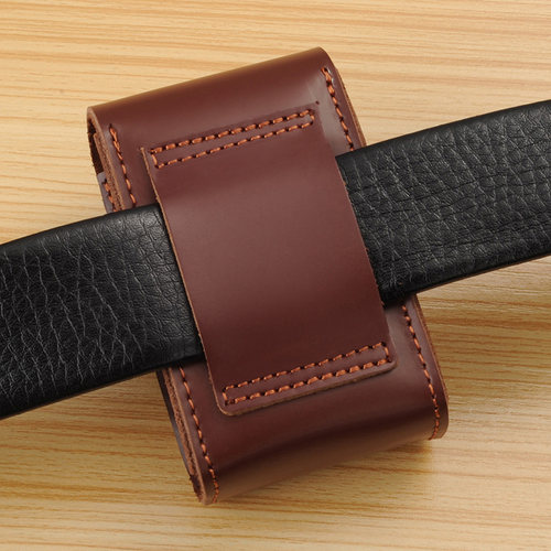 手工制作牛皮腰挂折叠老花镜盒