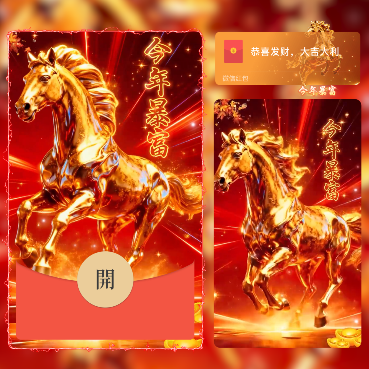 2026新年快乐微信红包封面金马奔腾今年暴富红包封面新版动态皮肤,商务/设计服务,平面广告设计,淘宝优惠券,粉丝福利购,淘宝优惠卷