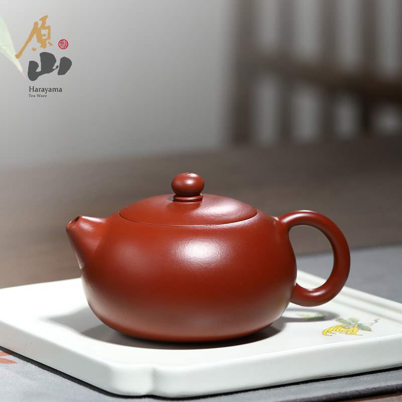 原山 宜兴紫砂壶大红袍扁西施壶泡茶壶功夫茶壶紫砂茶具