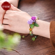 Cánh đồng hoa bracelet vòng tay hoa hồng nữ retro màu hồng pha lê trang sức thạch anh tím quốc gia vòng tay phụ kiện cá tính đơn giản - Vòng đeo tay Clasp