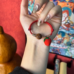 宝宝婴儿胎毛纪念品自制手链手工胎发保存袋红布袋桃木猪惊红手绳