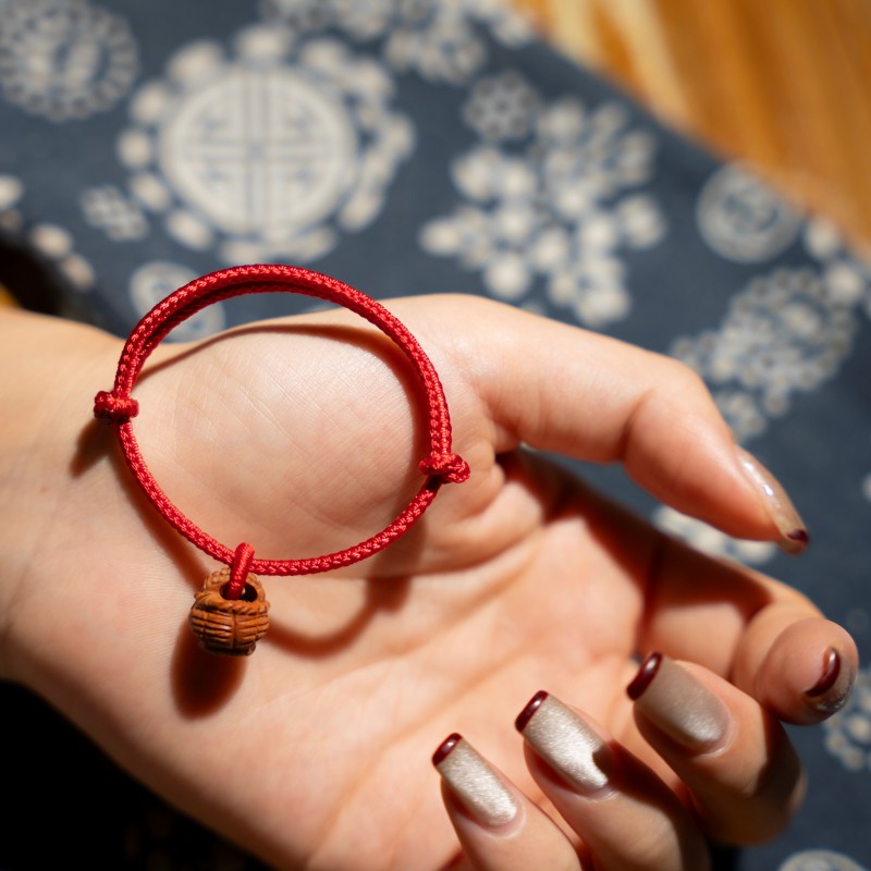 天然桃核桃篮桃木手工红绳手链