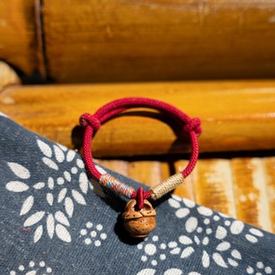 手工雕刻编制桃核手绳宝宝婴儿童平安红绳桃木手链女压惊手串成人