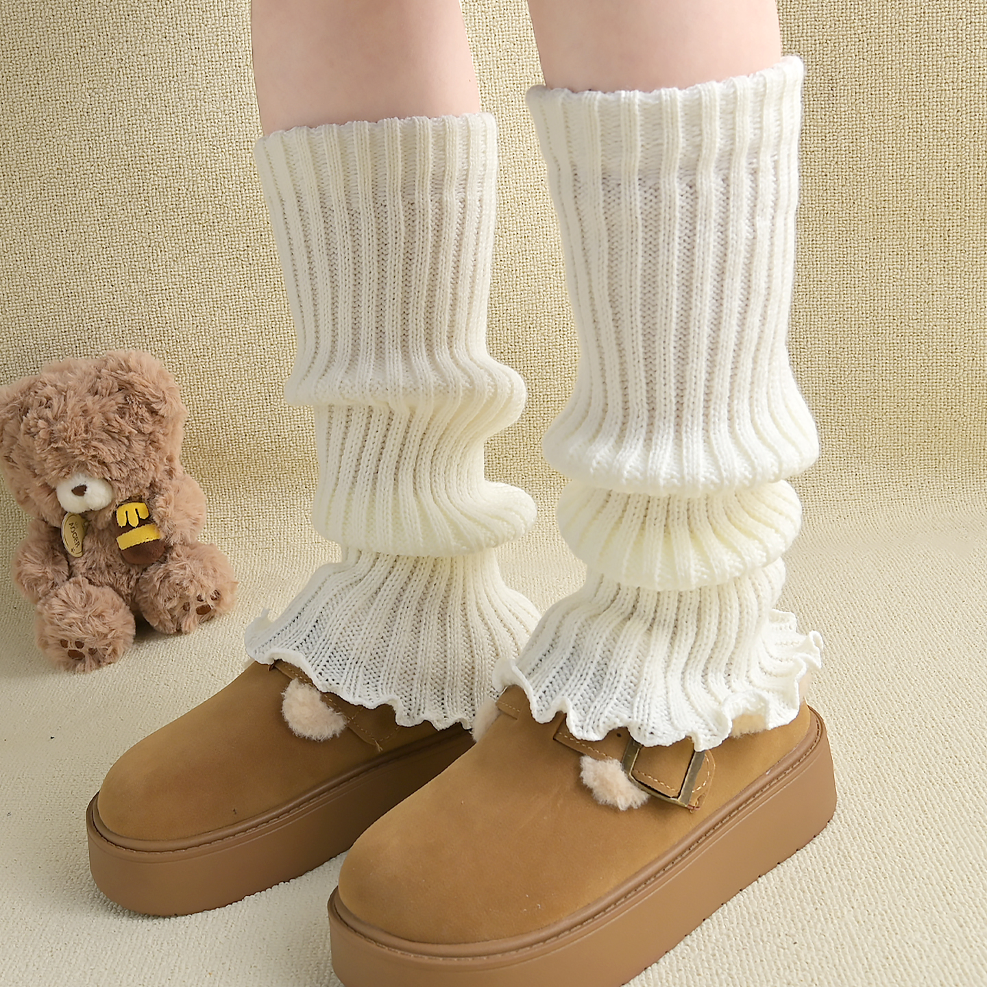 袜套白色袜子女长筒袜小腿袜JK雪地靴腿套秋冬季厚款保暖堆堆袜