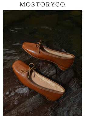 Mostoryco|经典GR原皮真皮大底平底鞋浅口单鞋女蝴蝶结芭蕾鞋女鞋