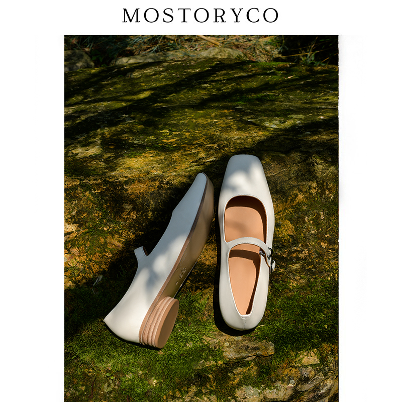 单鞋法式一字搭扣玛丽珍鞋平底