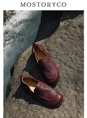 Mostoryco|托斯卡纳baby羊皮圆头乐福鞋一脚蹬软皮小皮鞋女平底鞋