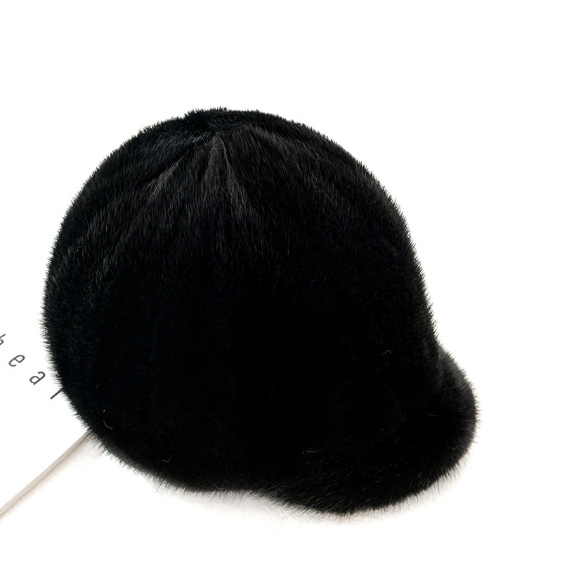 韩版水貂毛帽子秋冬天女士加厚保暖貂皮帽子骑士帽冬季皮草鸭舌帽