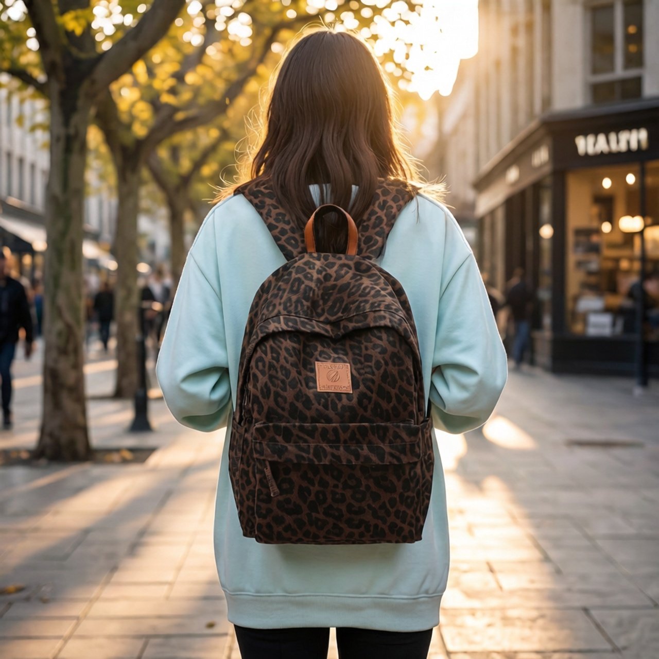 美式书包学生双肩包男女通用外豹纹迷彩大容量背包旅游轻便电脑包