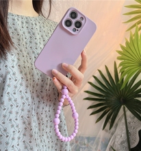 高级感紫色简约纯色弹力手链珠适用iphone15promax带挂绳手腕防丢14创意苹果13手机壳12新款15pm保护套11潮女