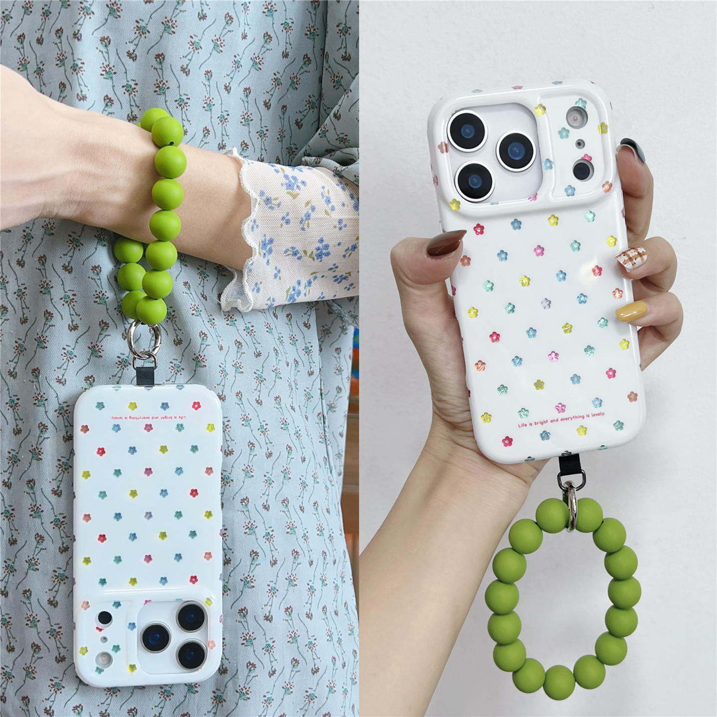 韩系马卡龙碎花圆环手腕防摔壳