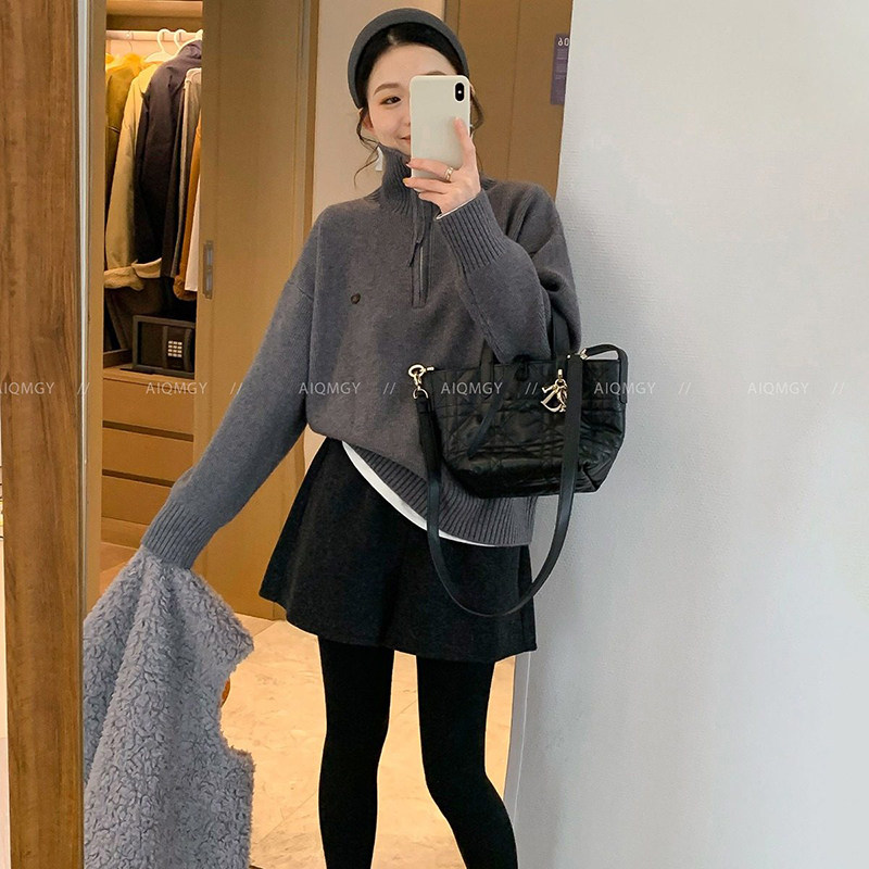 黑灰色高腰毛呢短裤女2025年冬季时尚显瘦百搭阔腿a字裤,女装/女士精品,短裤,淘宝优惠券,粉丝福利购,淘宝优惠卷