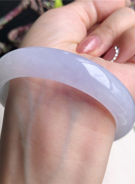 12月新品 天然翡翠53圈口冰种胶润紫罗兰正圈手镯正品6B31128