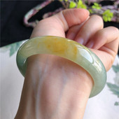 11月新品 天然翡翠56圈口冰糯种晴底黄翡正圈手镯女款 412HY0303