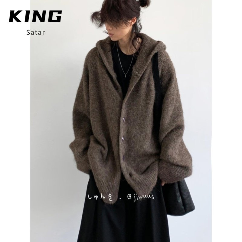 2025秋冬新款开衫毛衣美式复古休闲慵懒风V领针织衫男纯色外套