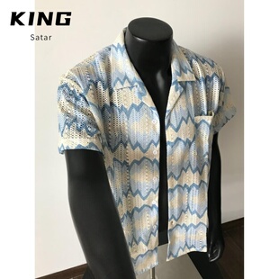 男装 港风学生宽松小众设计感趣味新款 上衣外穿 男夏装 2026复古衬衫