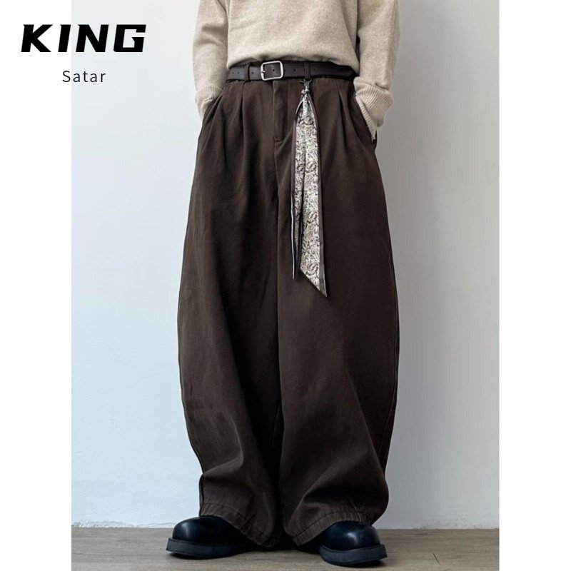 2024新款宽松休闲裤男韩版潮流百搭裤子夏季薄款坠感阔腿拖地长裤,男装,休闲裤,淘宝优惠券,粉丝福利购,淘宝优惠卷