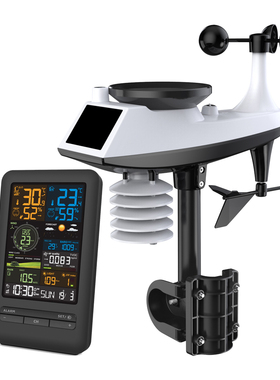 爆款tuya涂鸦WiFi智能气象站闹钟温度湿度计风速风向仪彩屏数字钟