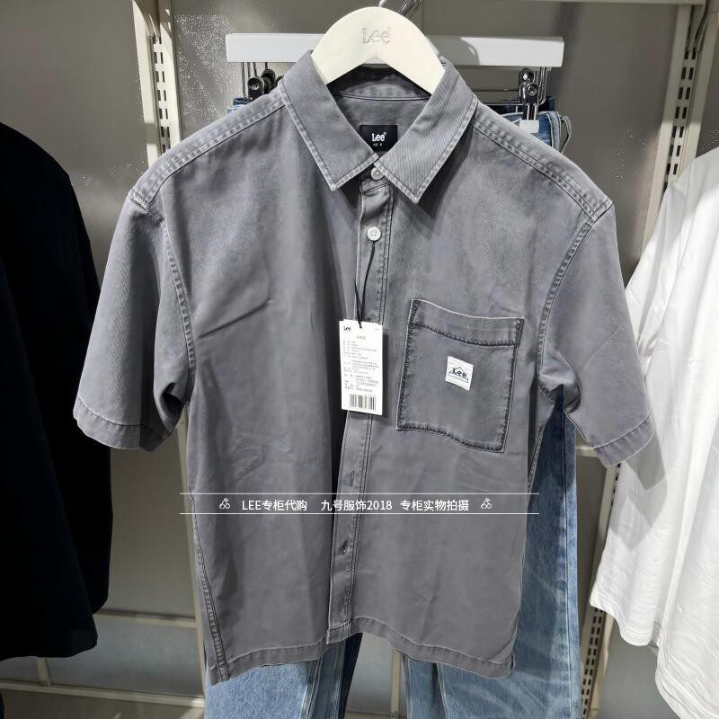 Lee正品 2026款男士翻领做旧牛仔短袖衬衫LMT011993211021-A09728