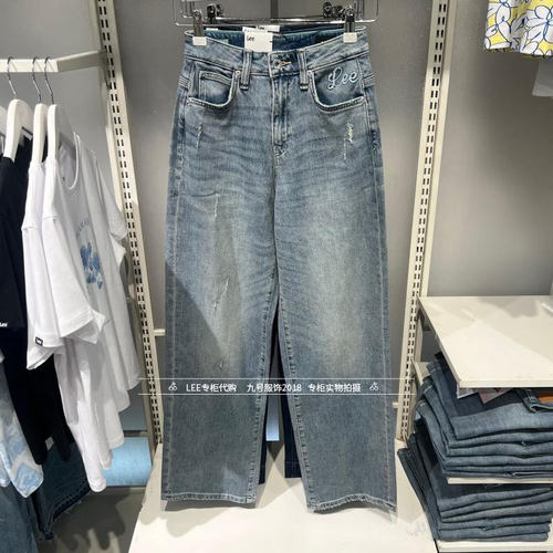 Lee精玉透凉宽松直筒女士牛仔裤