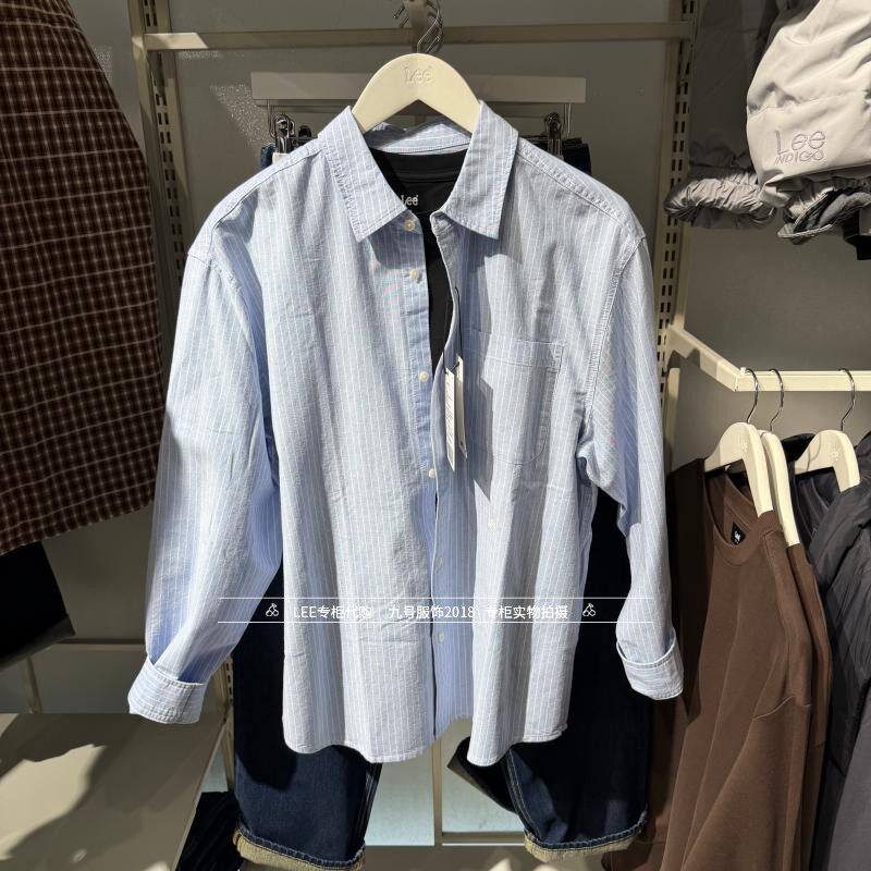 Lee正品 2026款男士纯棉翻领条纹休闲衬衫LMT011946211025-A02849
