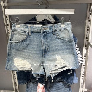 Lee正品2025夏新款女士时尚破洞牛仔短裤 LWB009230101291-A07928