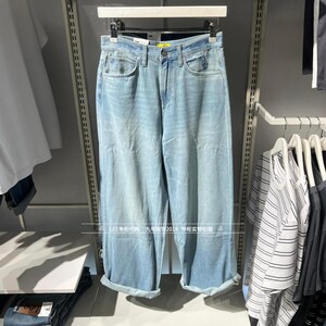 Lee拉链宽松阔腿男女同款牛仔裤