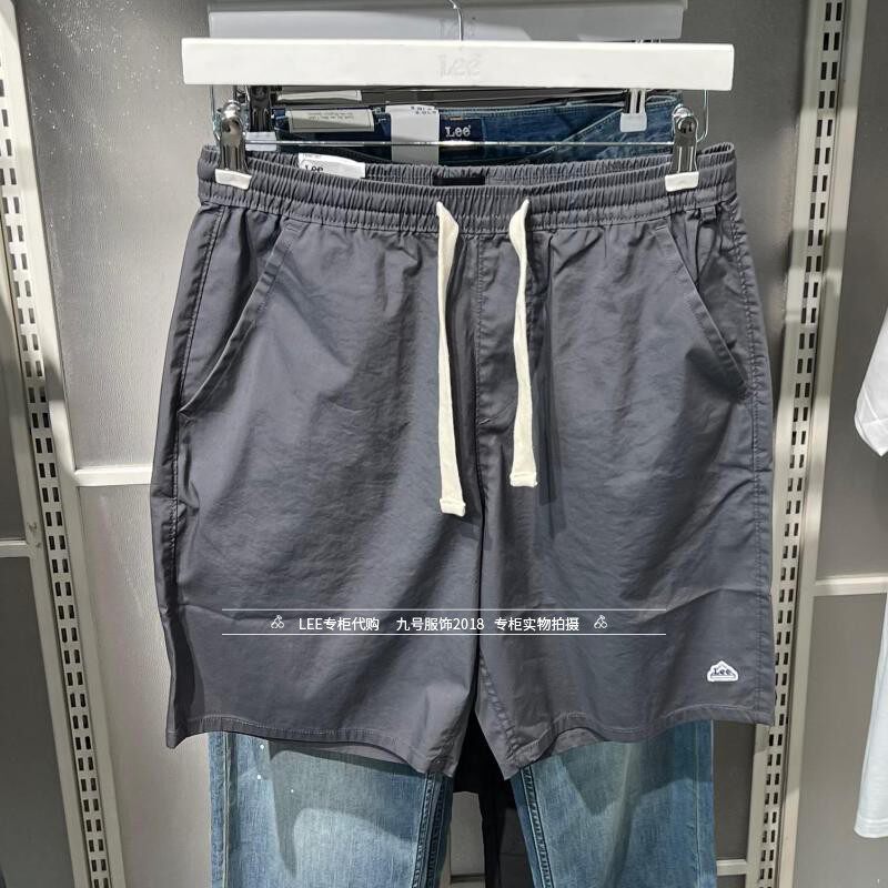 Lee正品 2026款男士绣标抽绳五分休闲短裤LMB261908100328-A09728