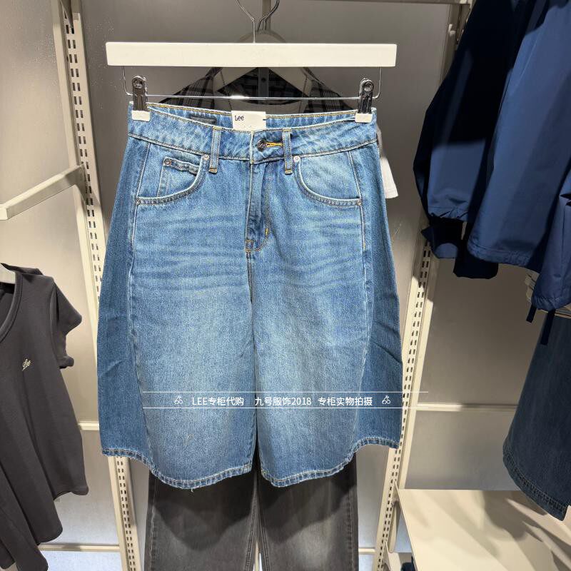 Lee正品 2026新款女士宽松阔腿棉牛仔短裤LWB012590101291-A10591