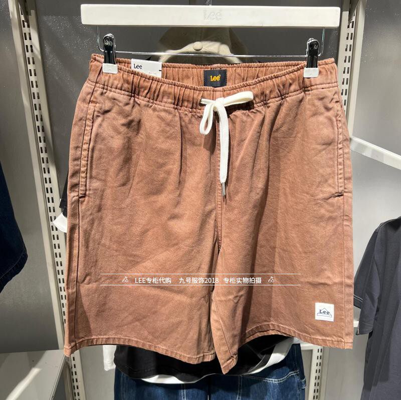 Lee正品 2026款男士抽绳棉麻宽松休闲短裤LMB012546206012-A09727