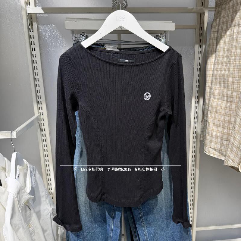 Lee正品2026新款女士圆领LOGO绣标长袖T恤LWT012108210948-K11000