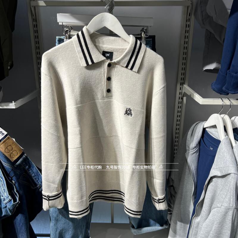 Lee正品 2025秋冬男士刺绣翻领毛衣针织衫LMT011110209248-K15000