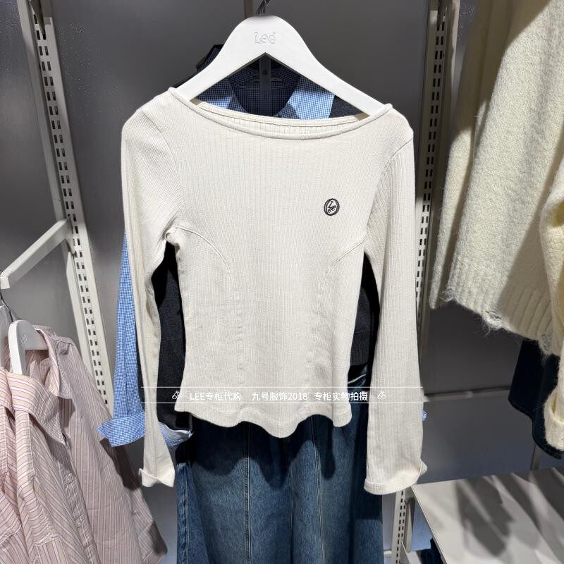 Lee正品2026新款女士圆领绣标修身长袖T恤LWT012108210948-A09721