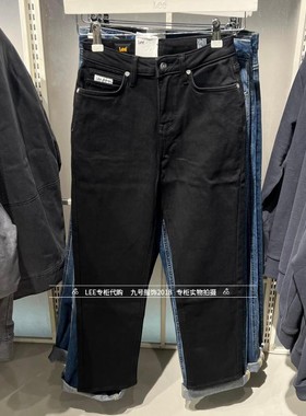 Lee正品2025秋冬女士黑422小直脚绒牛仔裤LWB256422204562-A09498