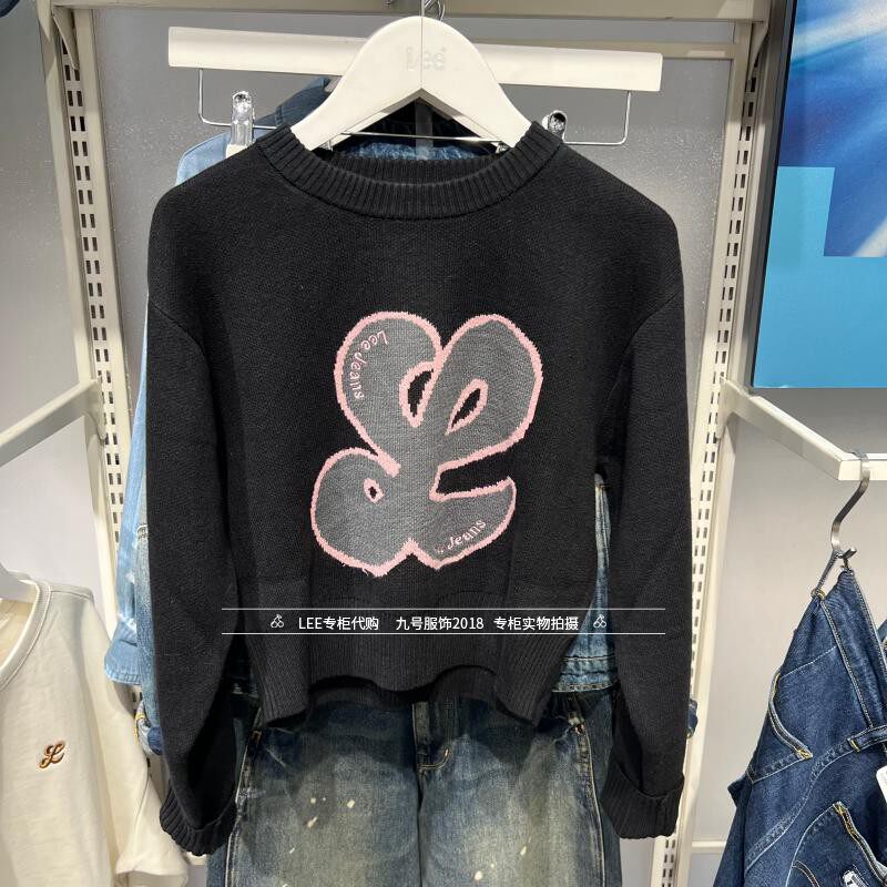 Lee正品 2025秋冬款女士圆领套头短款毛衣LWT011257209181-K11000