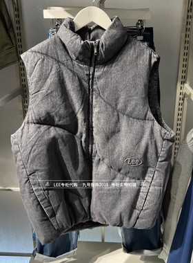 Lee正品 2025秋冬款男士做旧牛仔羽绒马甲LMT011100100342-A09270