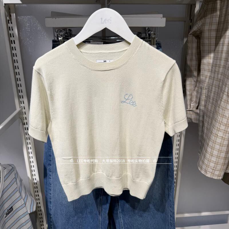 lee正品 2026新款女士圆领绣标短袖针织衫LWT012533211019-A09721