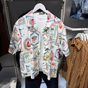 Lee正品 2026新款男士翻领满印潮短袖衬衫LMT011999210995-A09721