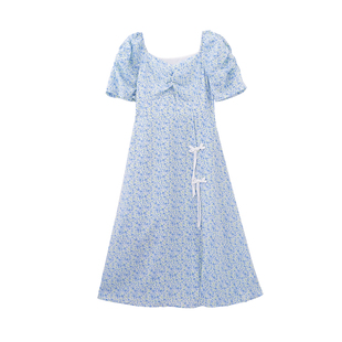 魔系列女装时尚潮流舒适百搭碎花连衣裙国风盘扣连衣裙 D22114106