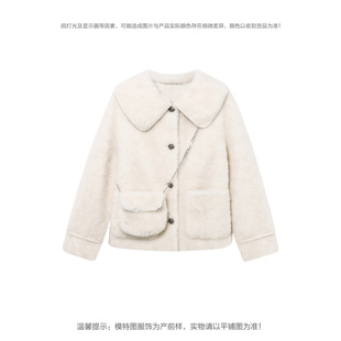 4817 配送挎包翻领仿皮草A1ADA4A17 C107 2022春秋新款 女装