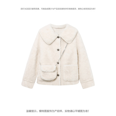 女装2022春秋新款配送挎包翻领仿皮草A1ADA4A17/4817/C107