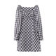 泡泡袖 柜1299 摩系列 黑白格子连衣裙MBA1DRS035