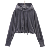 柜1499 MBA4TOP011 卫衣 摩系列 丝绒抽绳连帽短款