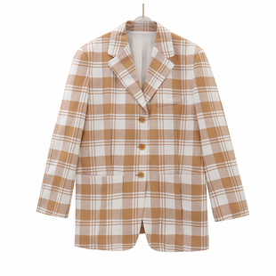 EBB1BLAT06 宽肩棕色格纹西装 柜3999 ED系列