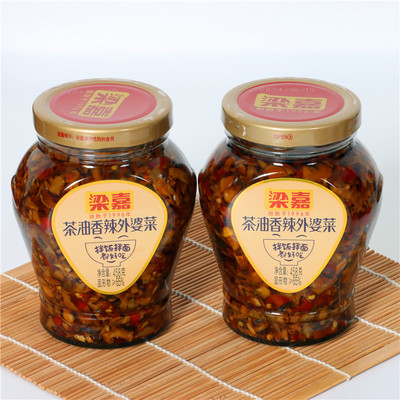 梁嘉茶油香辣外婆菜458g懒人拌饭拌面下饭菜罐装即食酱腌菜下饭菜