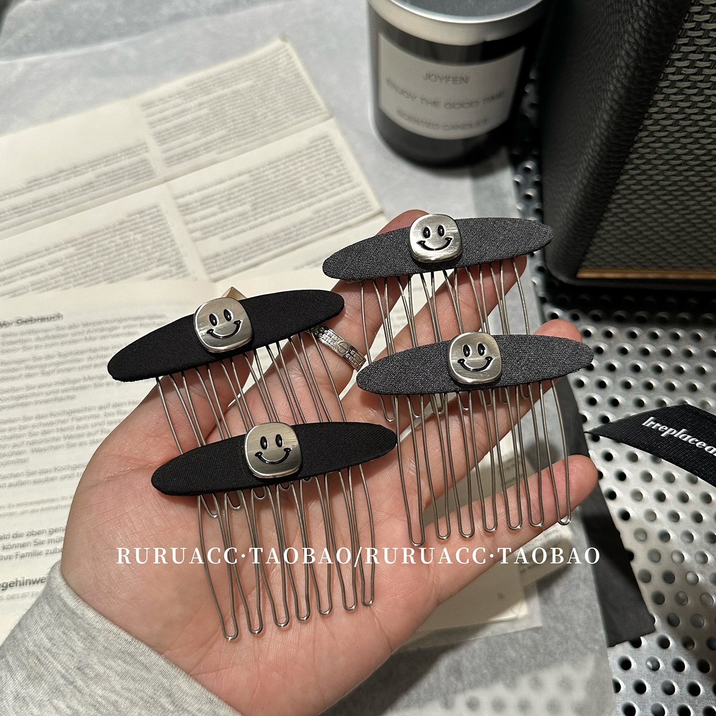 东大门新款银拉丝笑脸发梳碎发梳
